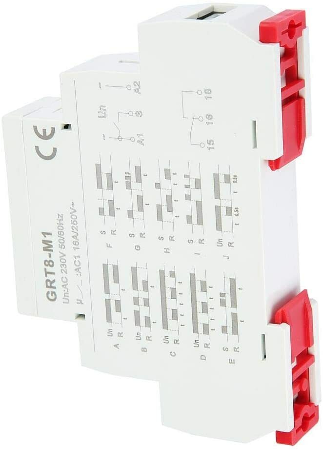 Multifunctional Delay Time Relay GRT8-M1 DIN Rail AC/DC 12V-240V 10 Functions