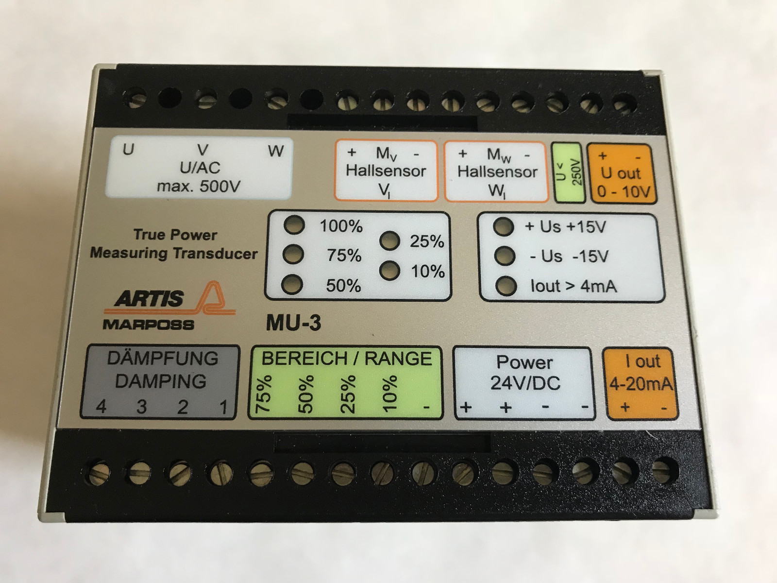 ARTIS MU3 MARPOSS MU3,1181326 ARTIS 0300 AMPLIFIER MEASUREMENT CONVERTER,500V,AH