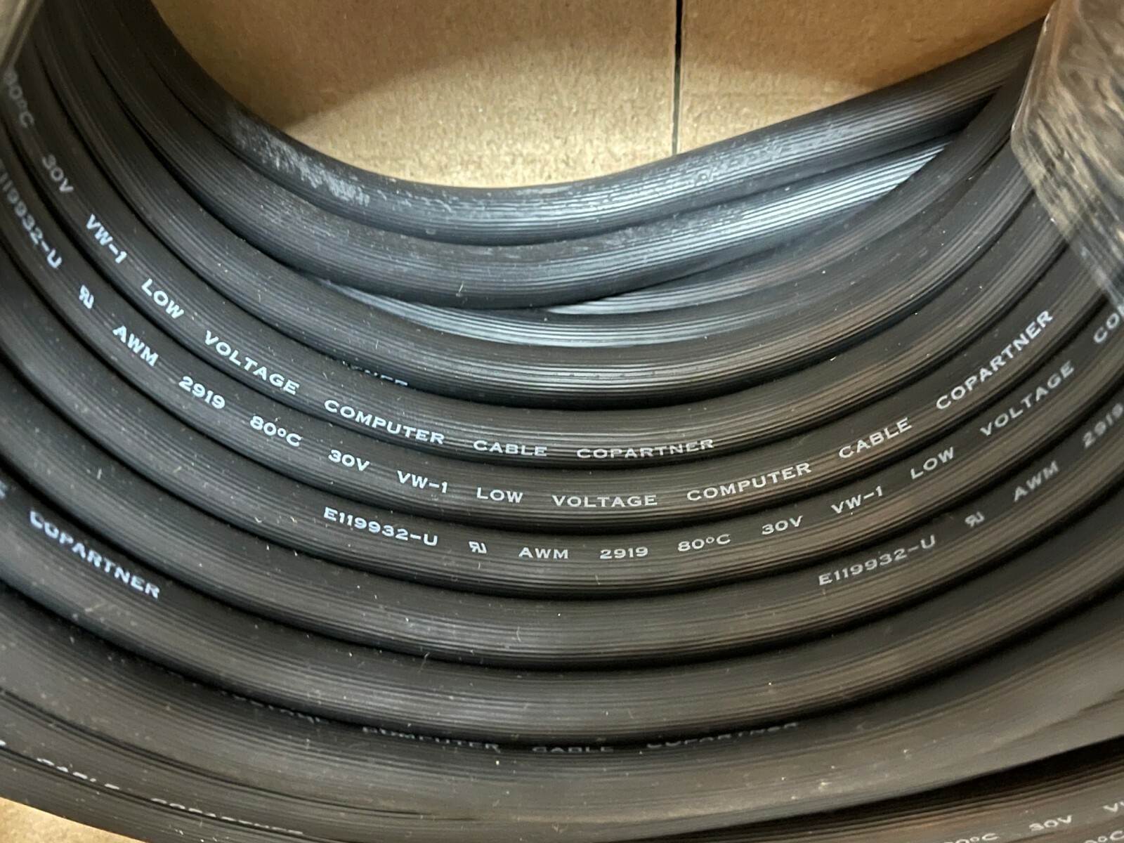NEW 75FT COMPUTER CABLE COPARTNER E119932-U AWM 2919 14PIN M/M BLACK SHIPSAMEDAY