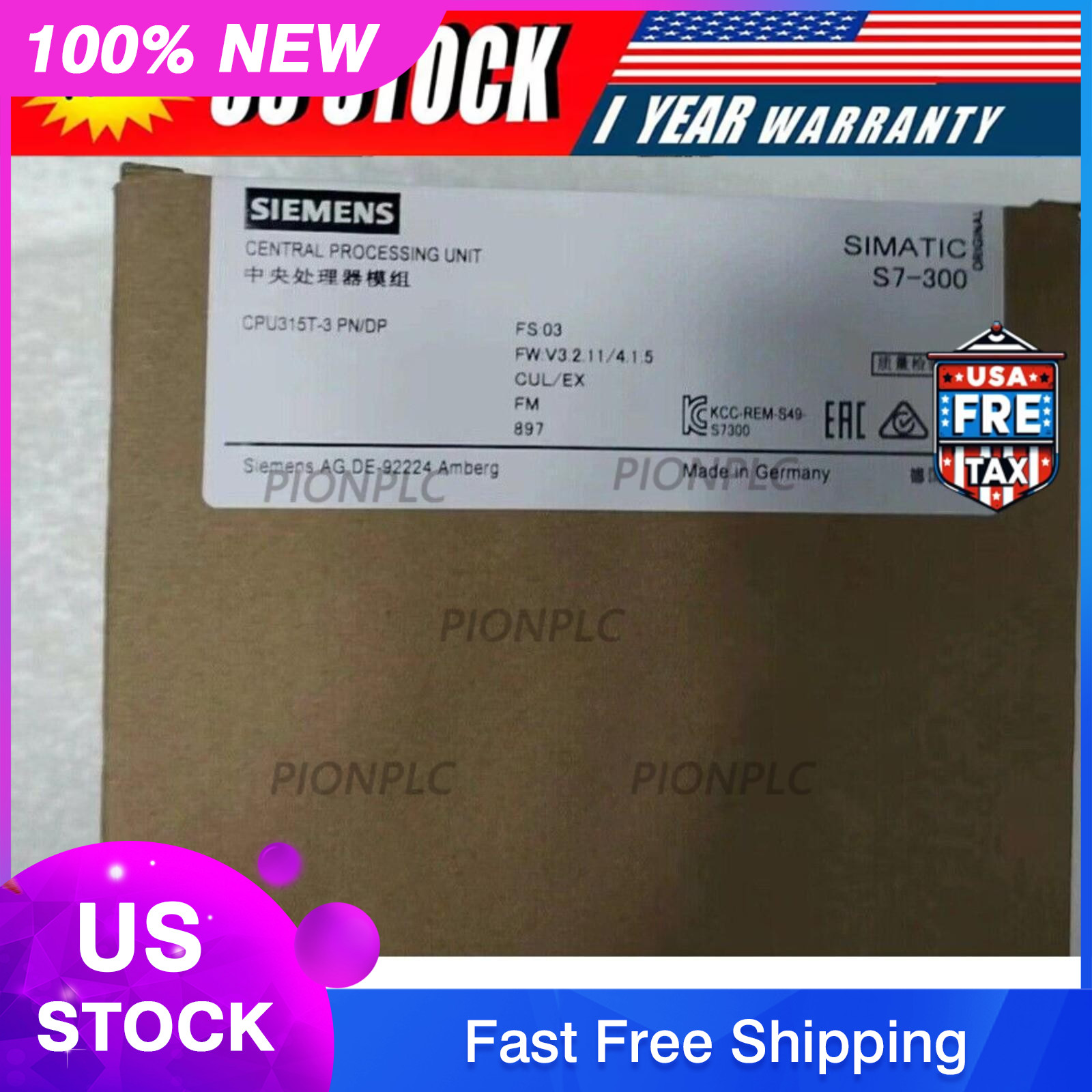 New Siemens 6ES7315-7TJ10-0AB0 S7-300 CPU 315T-3 PN/DP 6ES7 315-7TJ10-0AB0