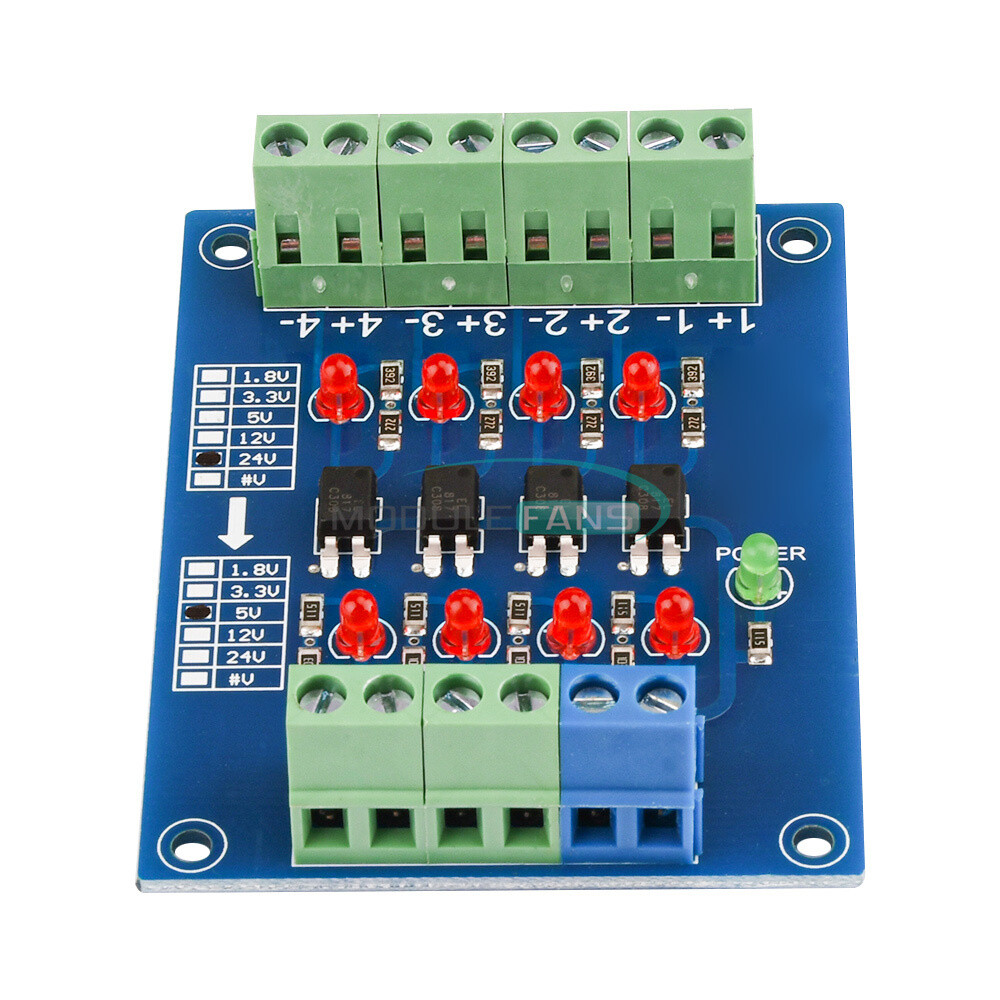 24V to 5V 4-Channel PLC Signal Converter Level Voltage Board 4-Bit Optocoupler