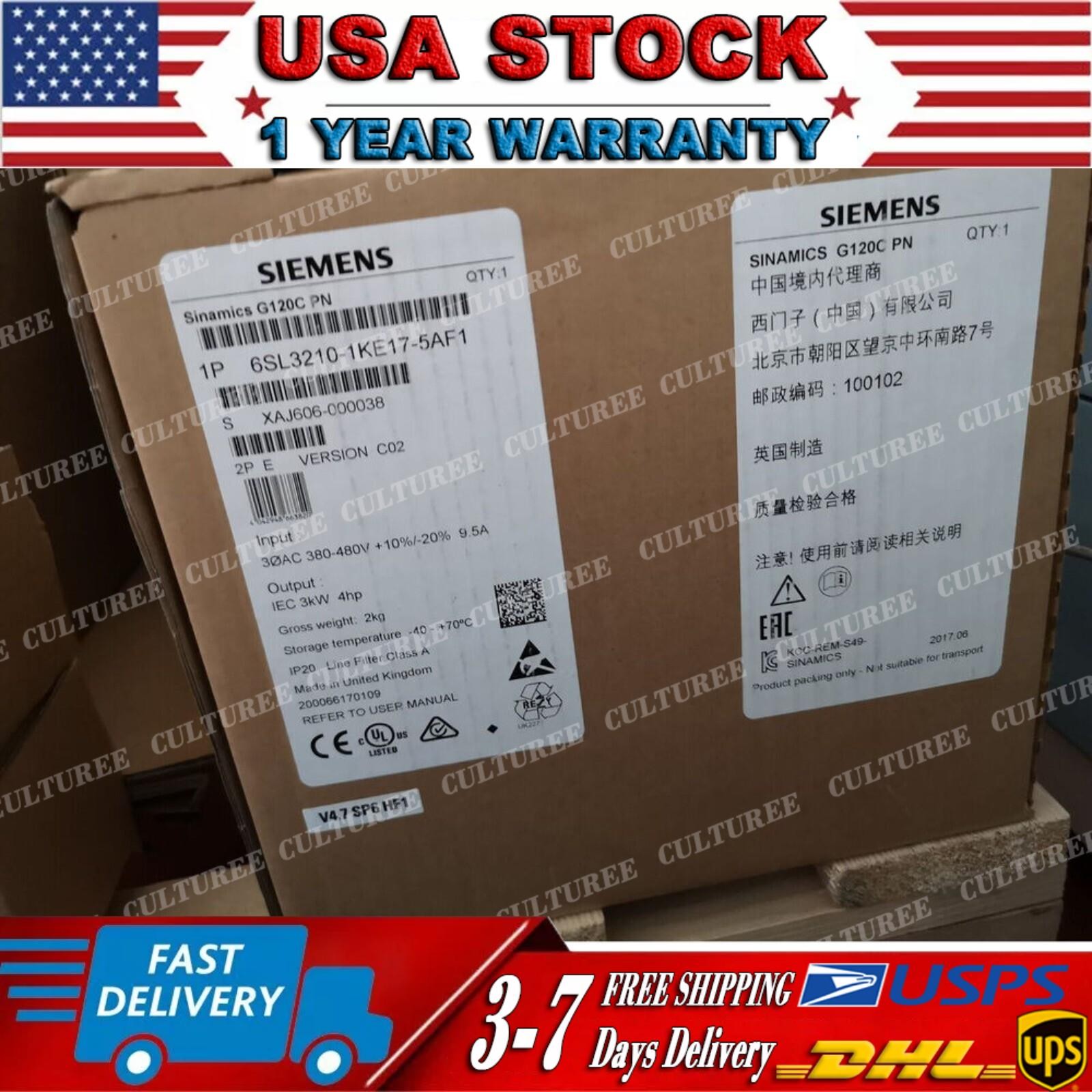 New Siemens 6SL3210-1KE17-5AF1 6SL32101KE175AF1 G120C RATED POWER 3,0KW
