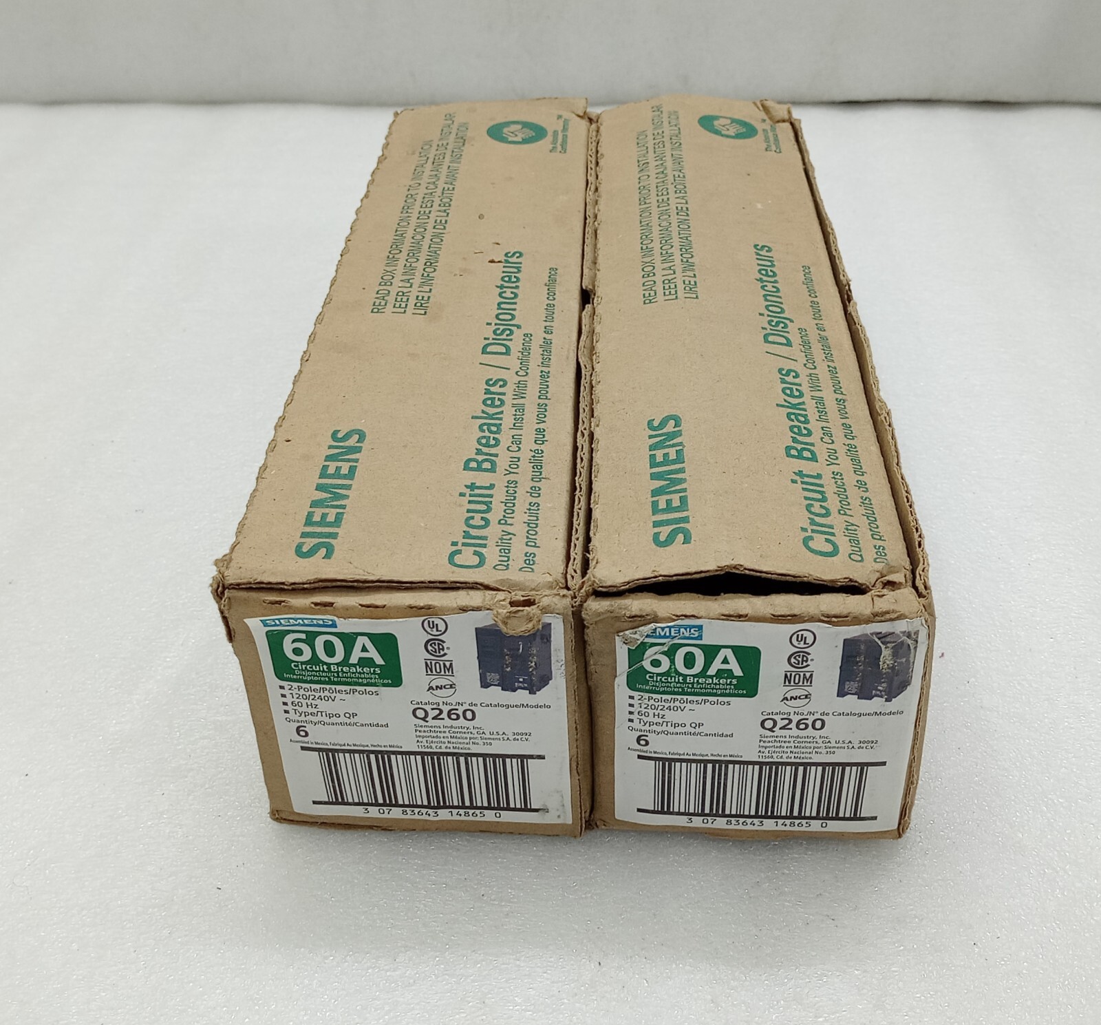 SIEMENS Q260 Type QP Circuit Breaker 60 AMP (Lot of 6 in 1box)