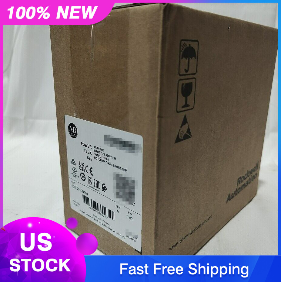 New Factory Sealed AB Allen Bradley 25B-D010N104 PowerFlex 525 4kW 5Hp AC Drive