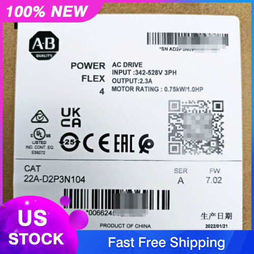 22AD2P3N104 Allen-Bradley 22A-D2P3N104 /A 4 0.75 kW 1 HP AC Drive PLC ！ AB