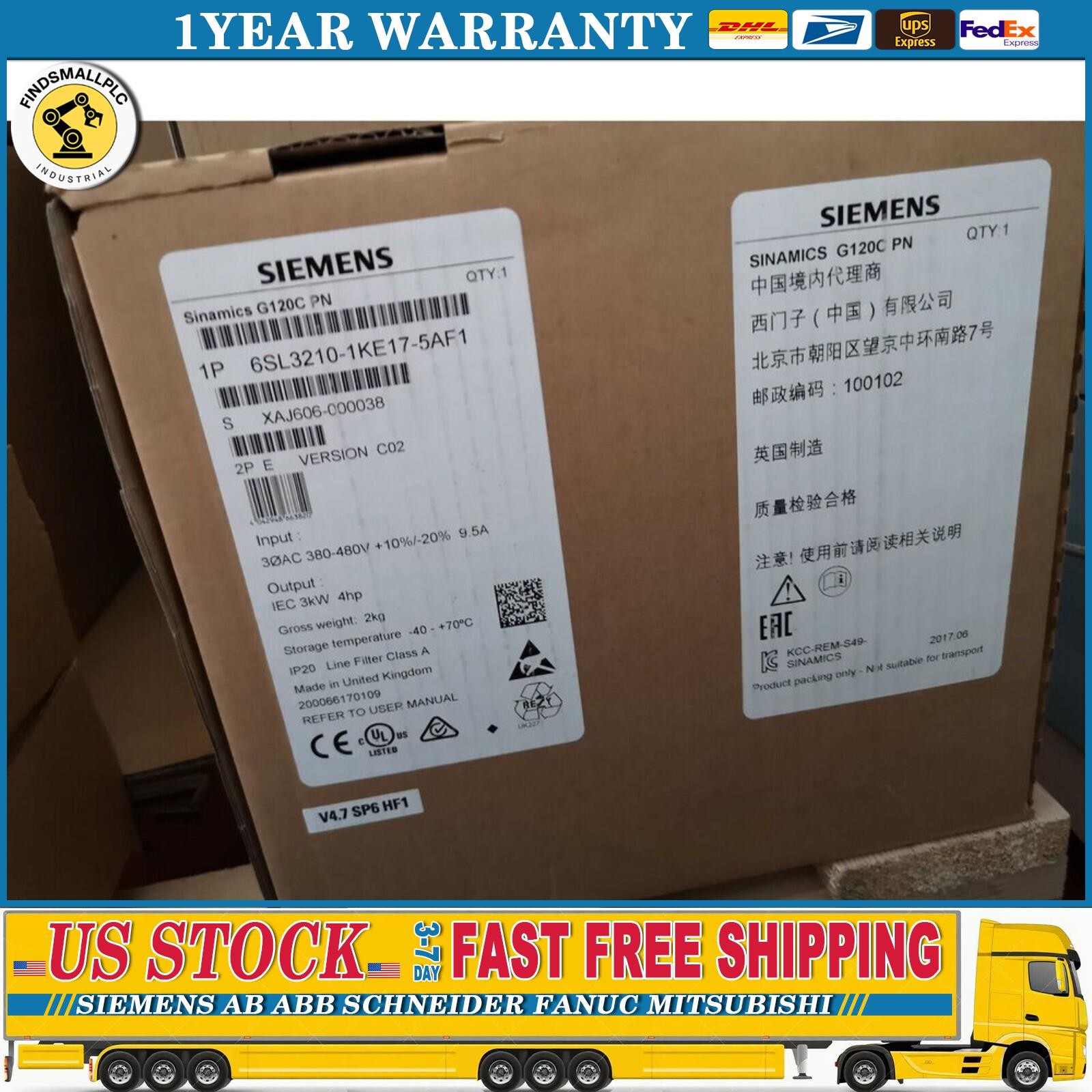 New Siemens 6SL3210-1KE17-5AF1 6SL32101KE175AF1 G120C RATED POWER 3,0KW