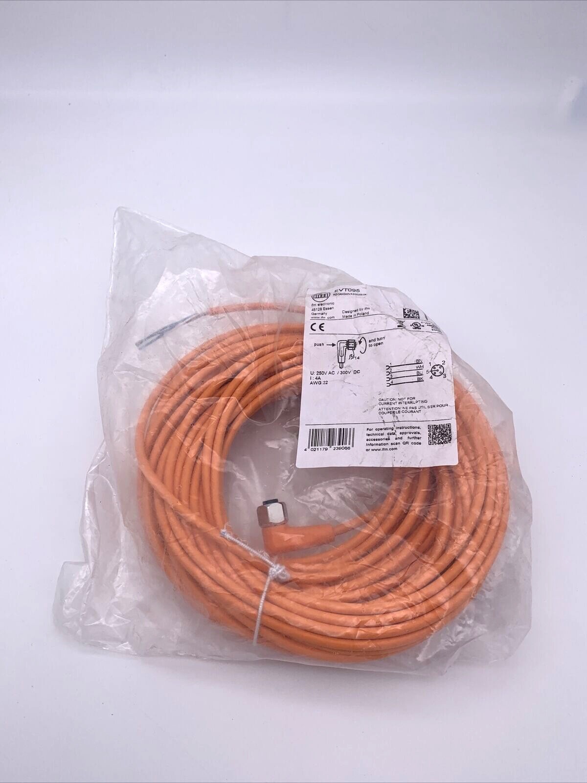 IFM EVT095 4-Pin Connecting Cable With Socket