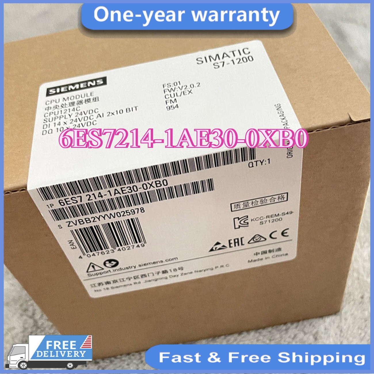 NEW 6ES7 214-1AE30-0XB0 SIEMENS CPU 6ES7214-1AE30-0XB0 S7-1200 CPU 1214C