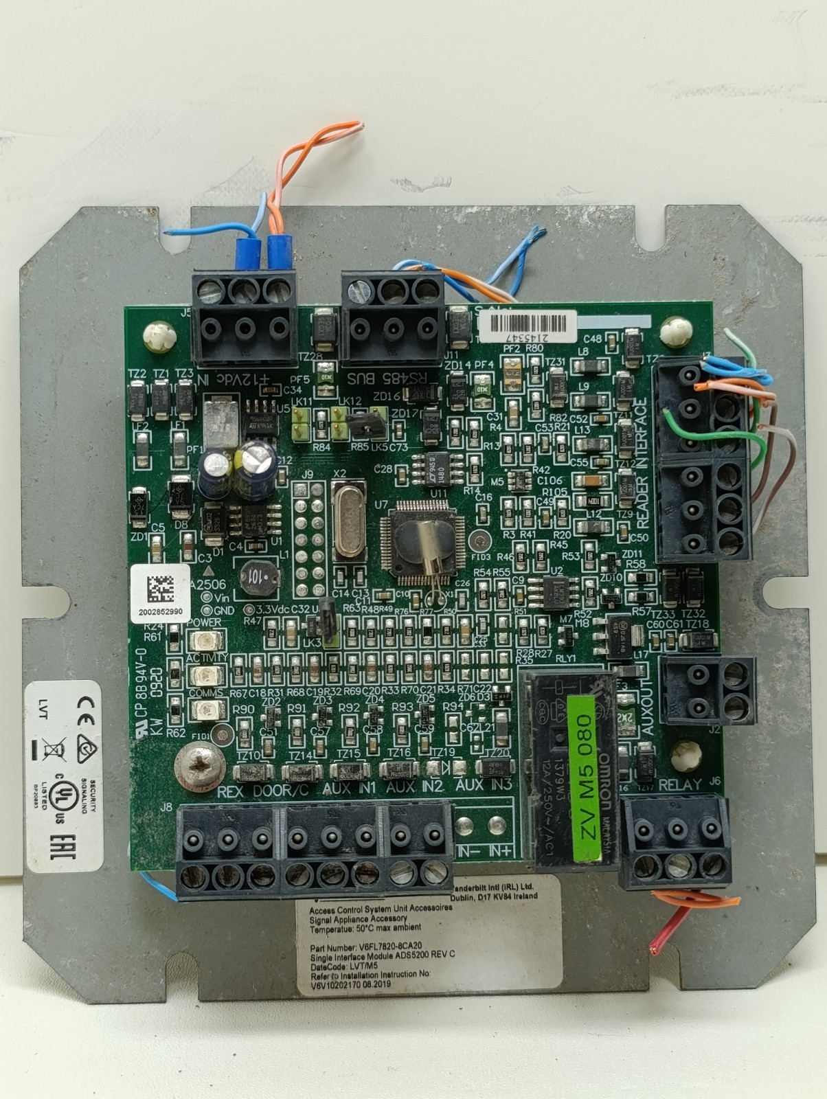 Vanderbilt V6FL7820-8CA20 ADS5200 REV.C Access Control Reader Interface 2019