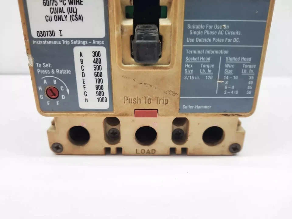 CUTLER HAMMER SERIES C HMCP100R3C Motor CIRCUIT BREAKER 3 POLE 100 AMPS 600VA