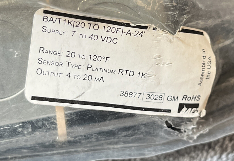 BAPI BA/T1K[20 TO 120F]-SD-24″ / BAT1K20TO120FSD24