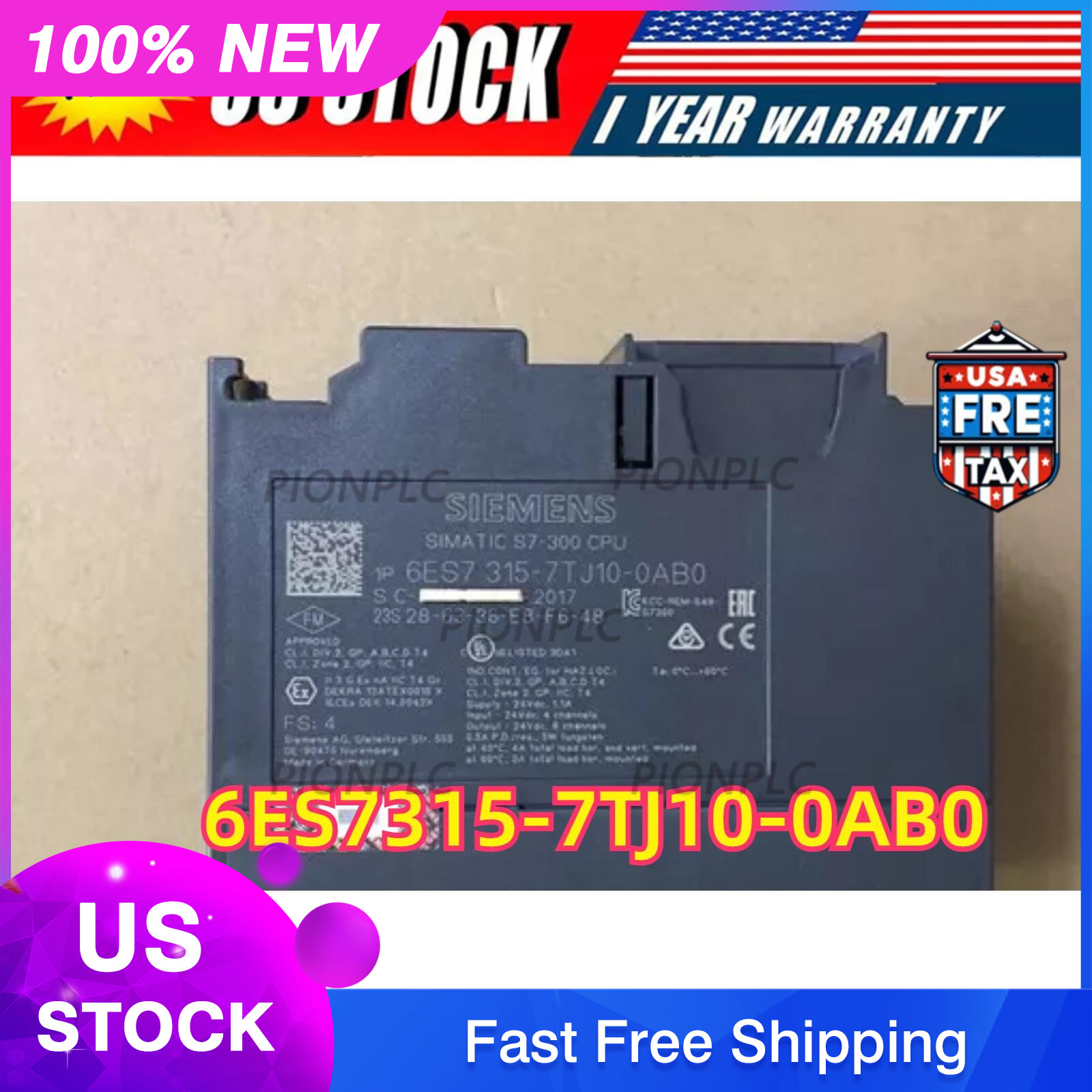 New Siemens 6ES7 315-7TJ10-0AB0 6ES7315-7TJ10-0AB0 S7-300 CPU 315T-3 PN/DP