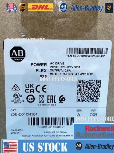AB 25B-D010N104 PowerFlex 525 4kw 5HP AC Drive 25BD010N104 Fast Ship New DO