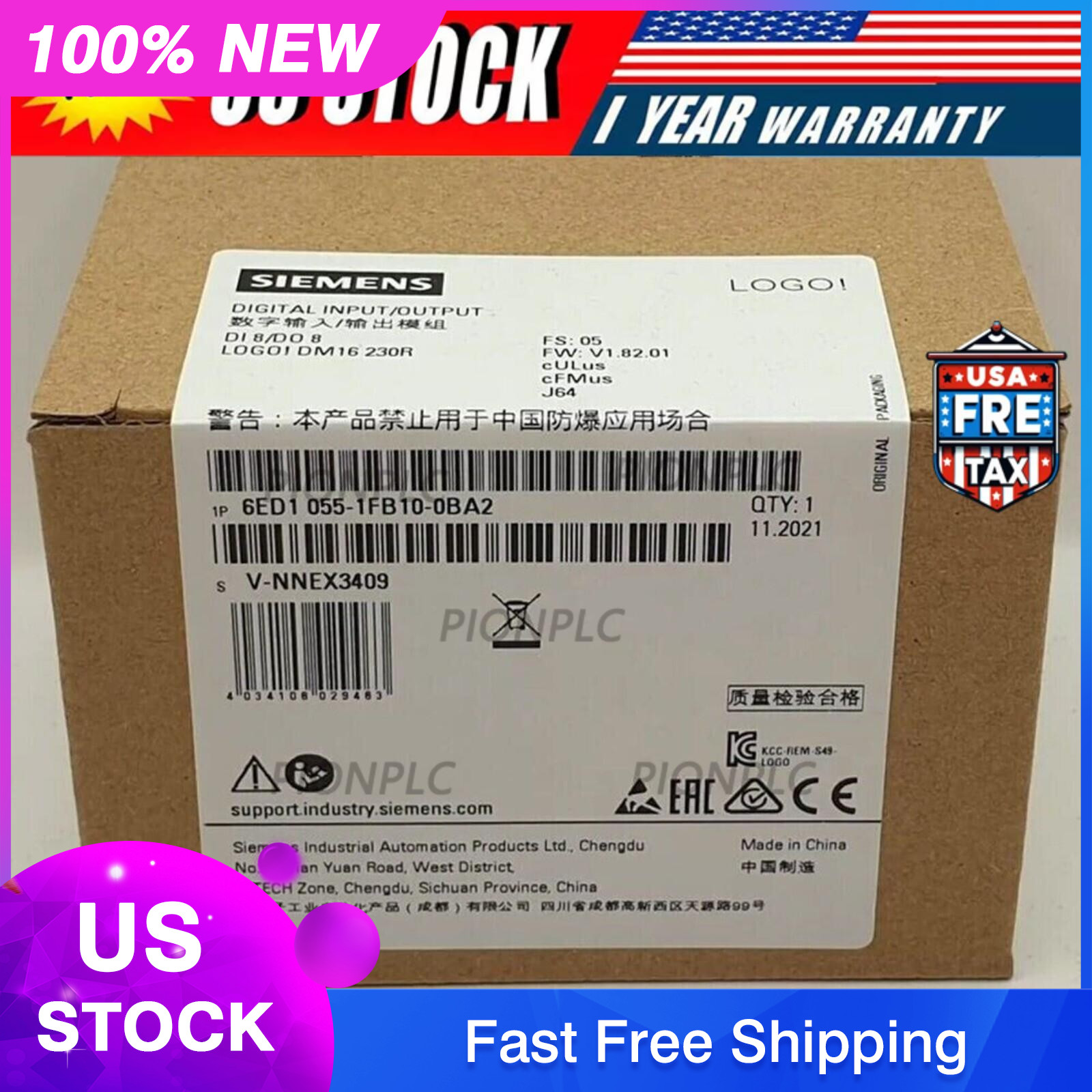 New Siemens 6ED1055-1FB10-0BA2 6ED10551FB100BA2 LOGO DM16 230R expansion