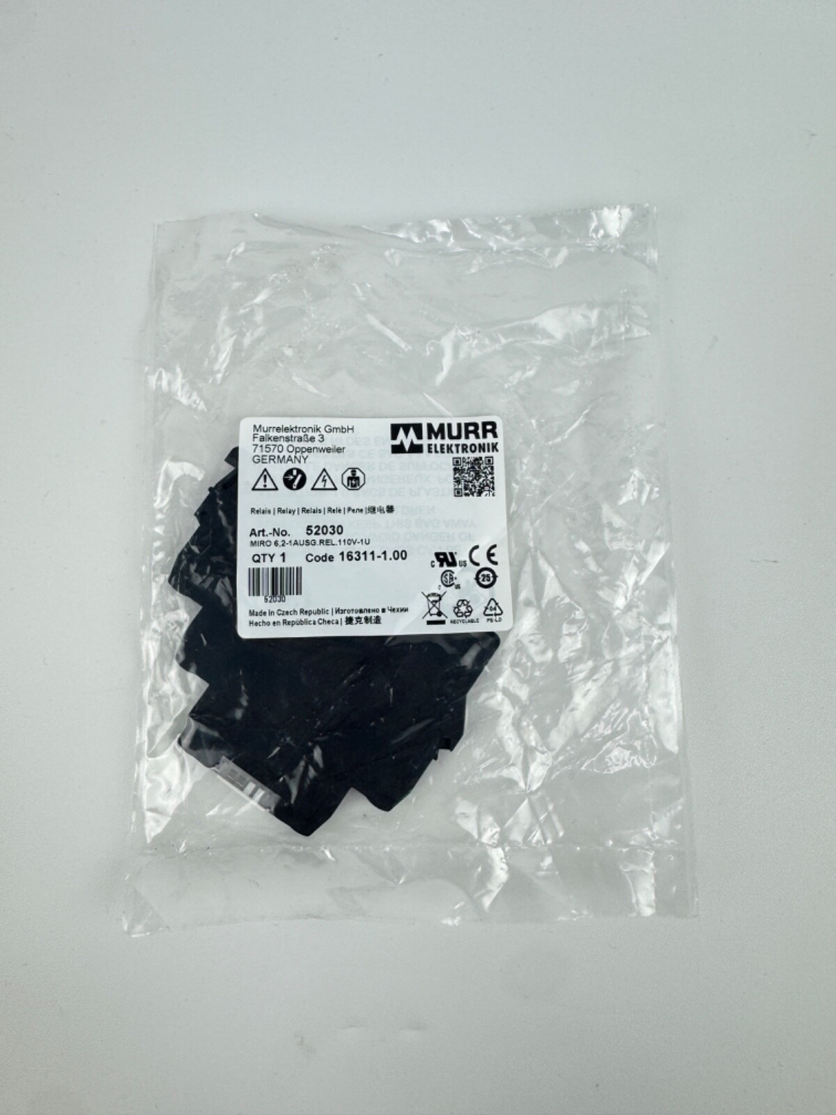 MURR ELEKTRONIK 52030 Interface Relay, Input 110V 4mA Output 6A 250V