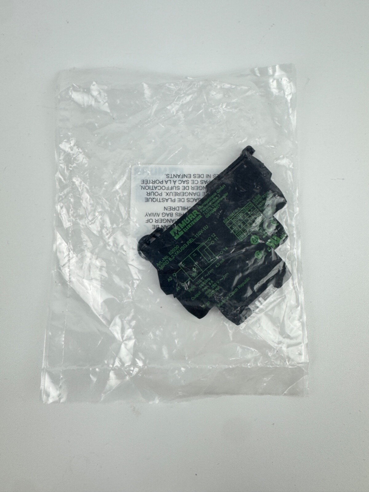 MURR ELEKTRONIK 52030 Interface Relay, Input 110V 4mA Output 6A 250V