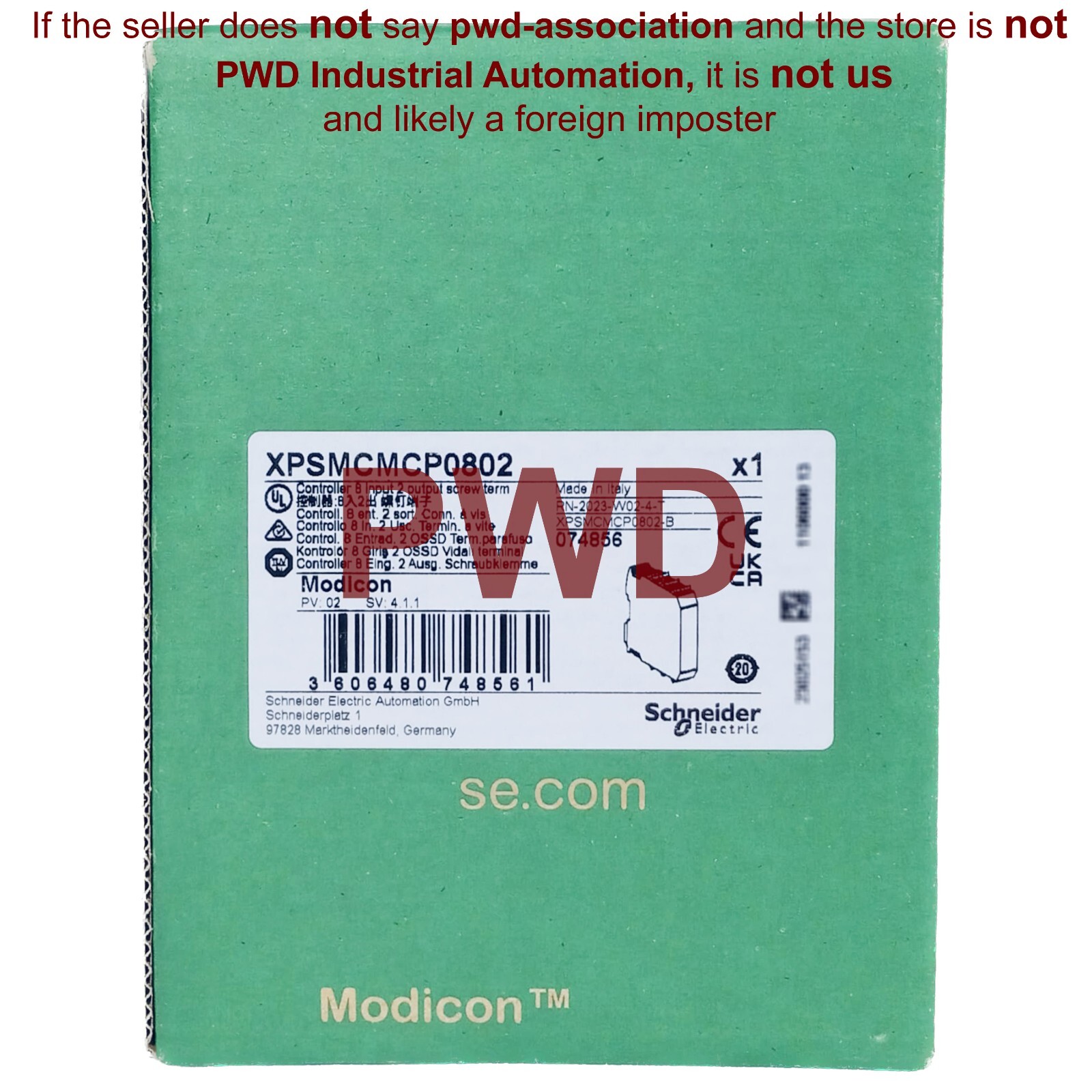 NIB Schneider Electric Square D XPSMCMCP0802 Modicon MCM Safety Controller