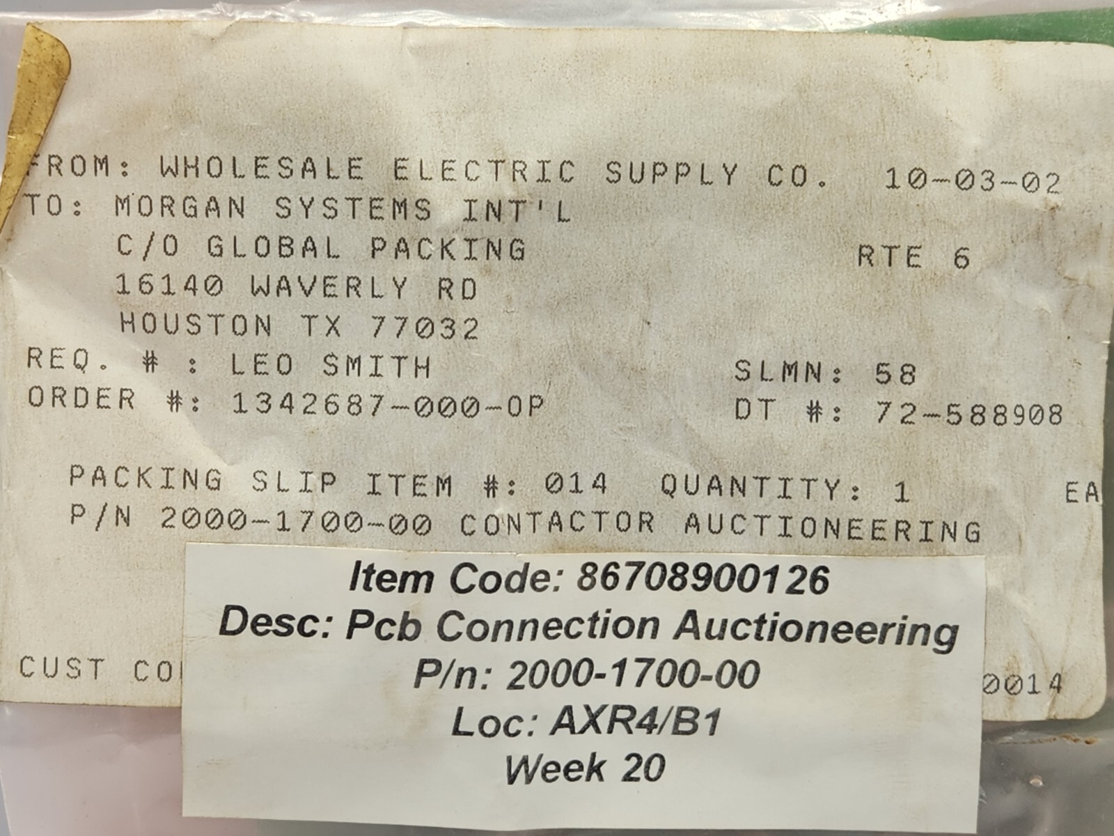 ROSS HILL CONTROLS CE200C332A CONTACTOR AUCTIONEERING PCB CARD 2000-1700-00