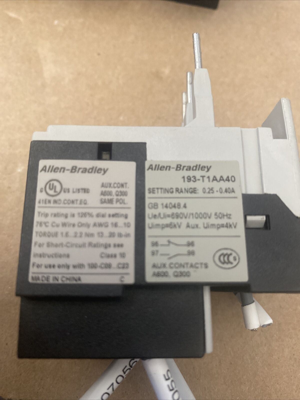 ALLEN BRADLEY 193-T1AA40 SER. A 0.25-0.40A 690V NSNP