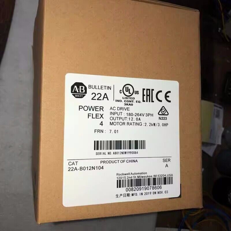 NEW AB 22A-B012N104 PowerFlex 4 2.2 kW 3 HP AC Drive 22AB012N104 Free Shipping