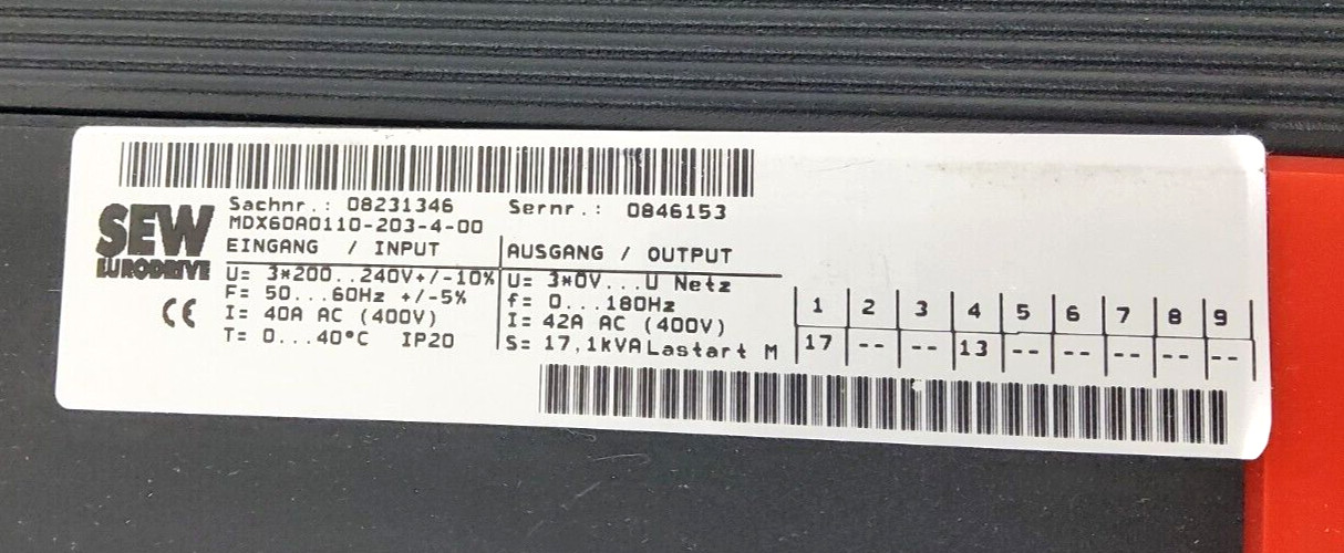 SEW EURODRIVE MDX61B0110-203-4-0T+MDX60A0110-203-4-00+DFE33B+DEH21B