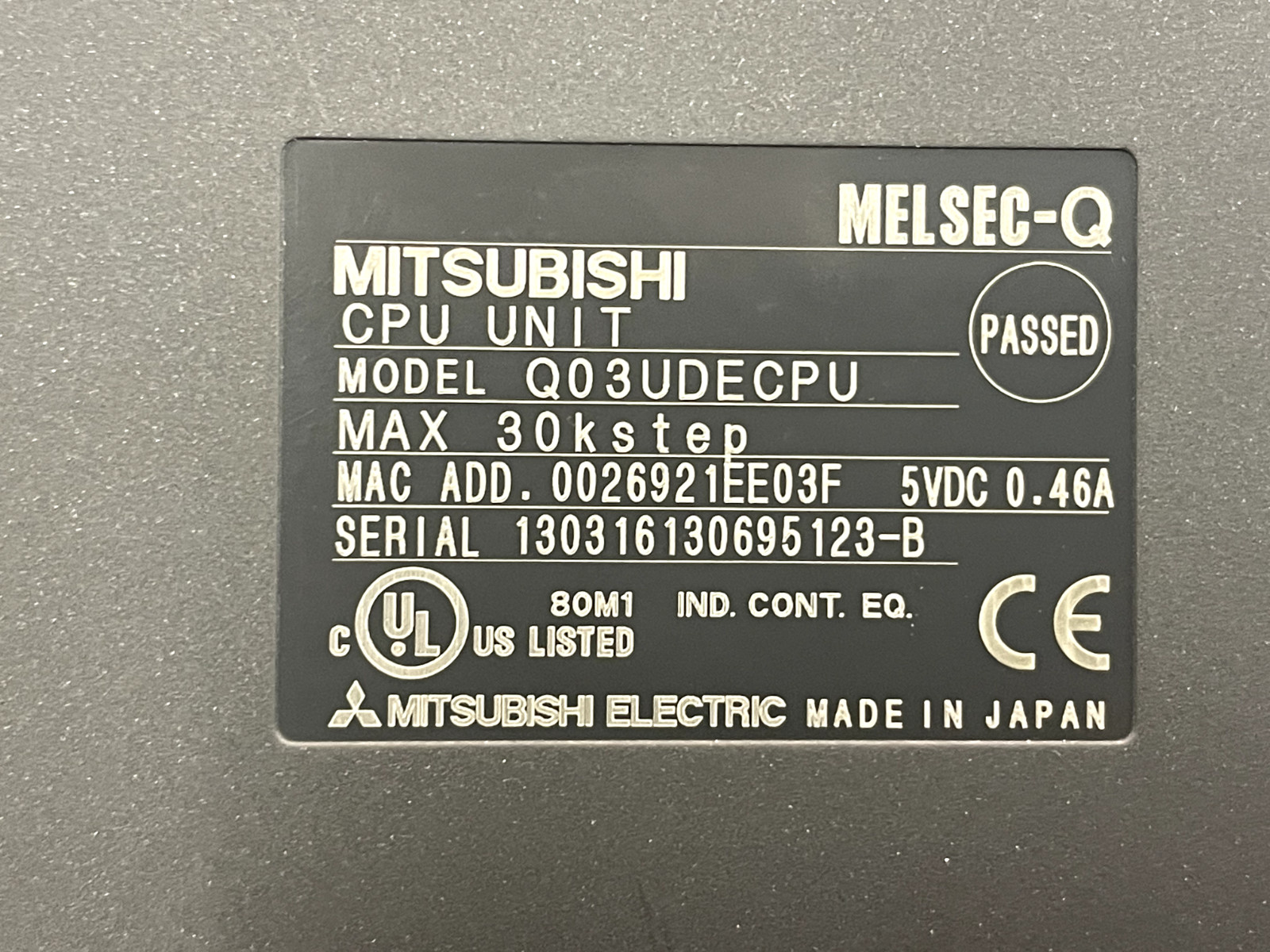 Mitsubishi Q03UDECPU PLC CPU Unit – Used