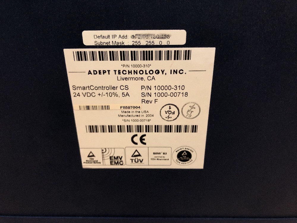 Adept Technology 10000-310 Robot Smart Controller Rev F 24VDC 5A *Warranty*