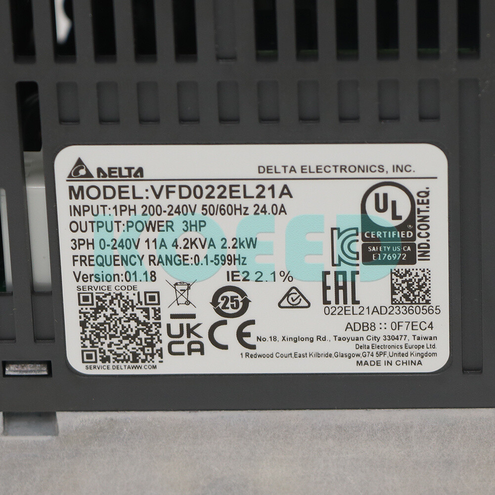 1PCS NEW Delta VFD022EL21A AC Drives, 3Hp, 230V Single Phase Input