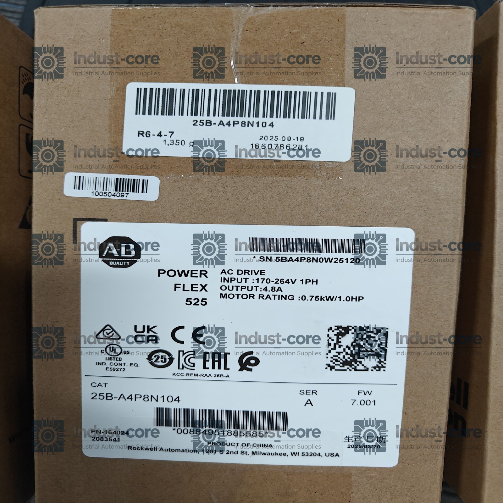 new 25B-A4P8N104  525 AC Drive 0.75kW 1.0HP 25BA4P8N104