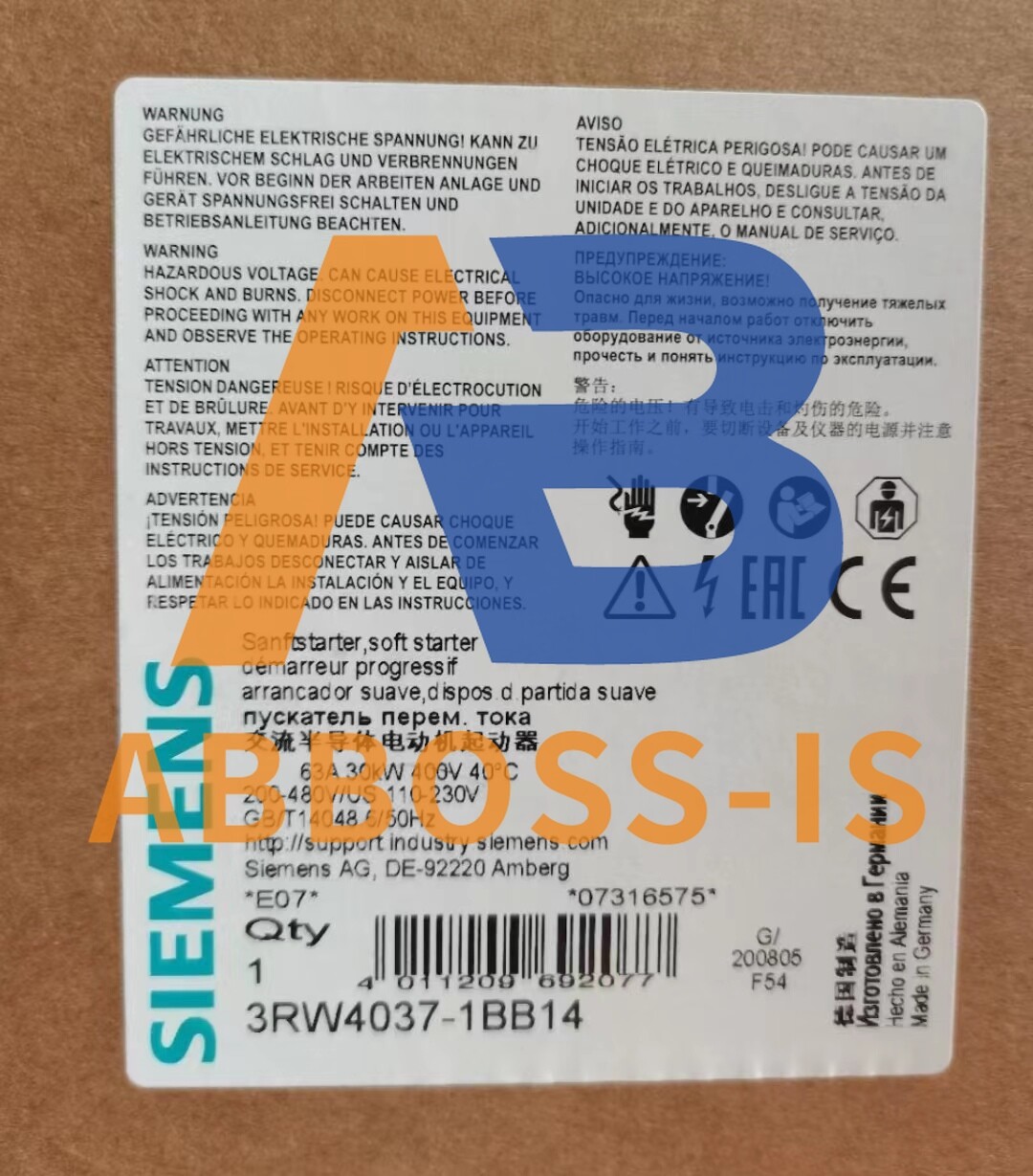 1PC New Siemens 3RW4037-1BB14 3RW40371BB14 Soft Starter Expedited Shipping