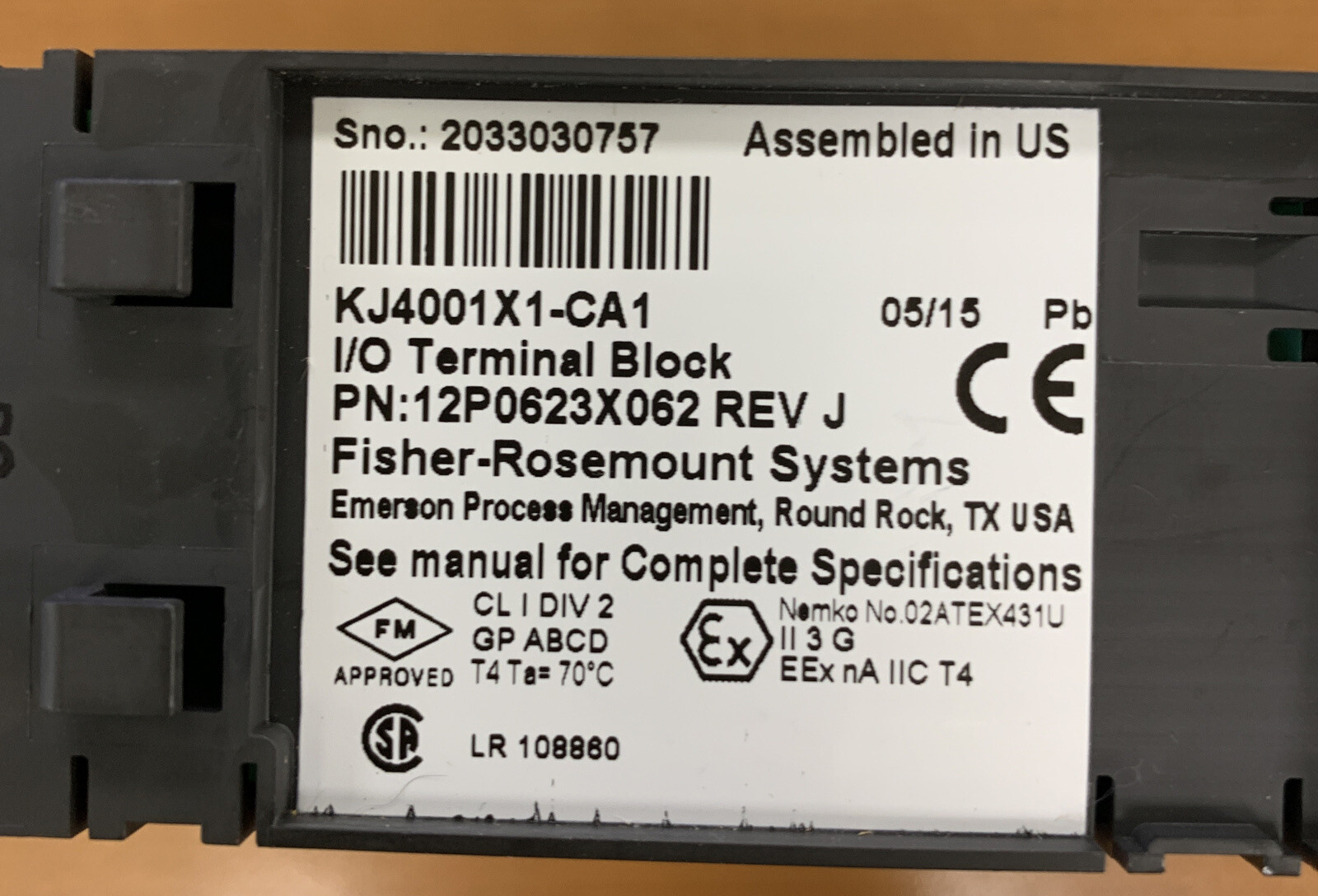 Emerson KJ3221X1-BA1 Analog Out Hart Series 2 Delta V with I/O Terminal Block