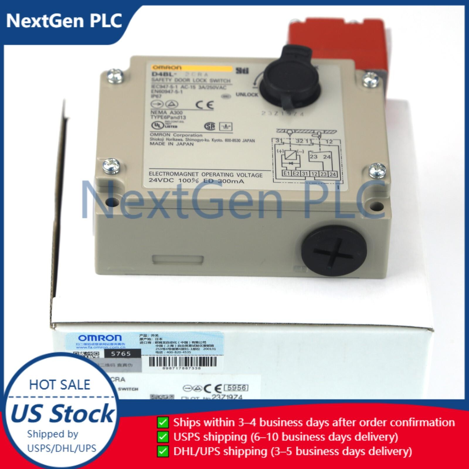 1PC Omron D4BL-2CRA D4BL2CRA Guard Lock Safety-Door Switch US Free TAX
