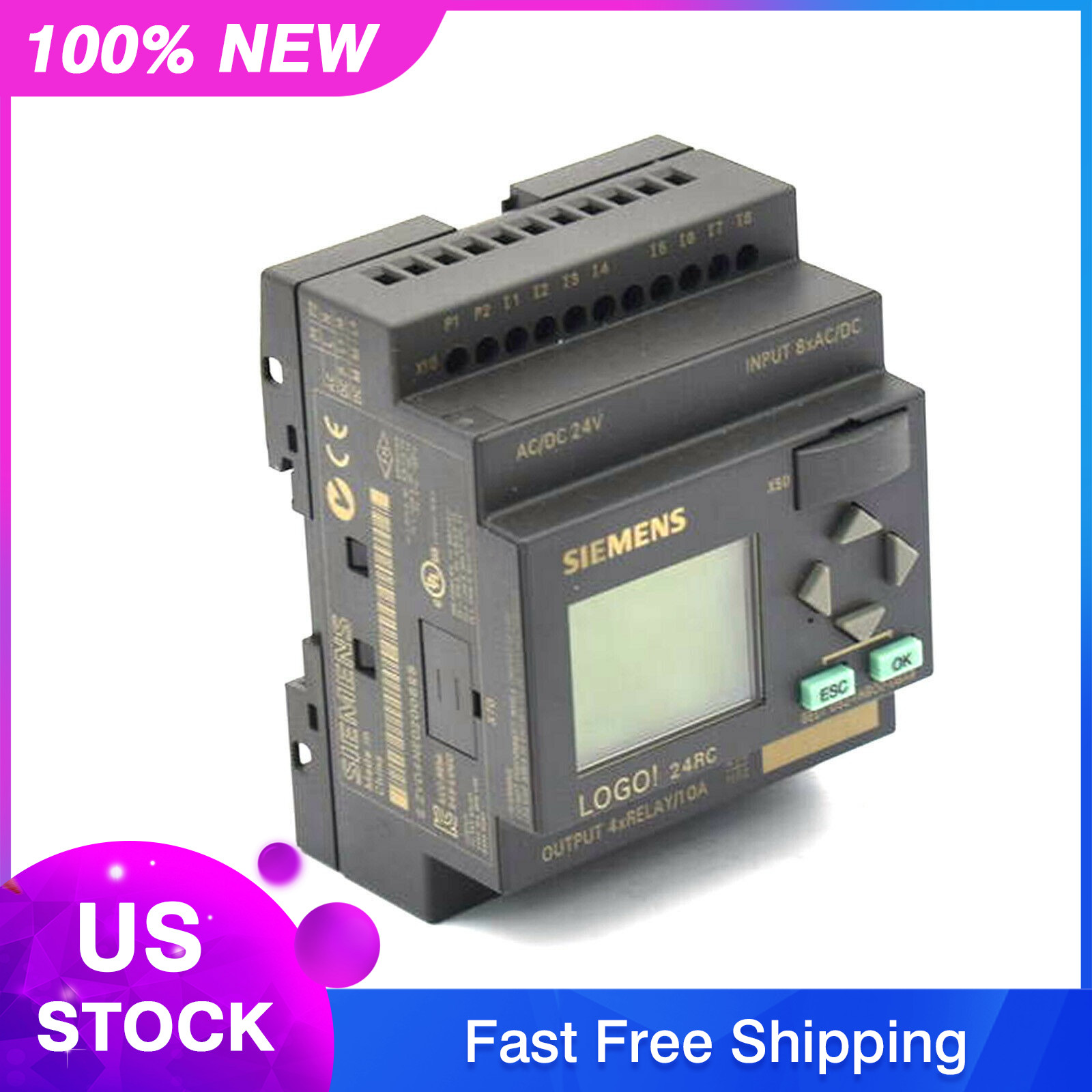 New Siemens LOGO 24RC logic module 6ED1052-1HB00-0BA6 6ED1 052-1HB00-0BA6