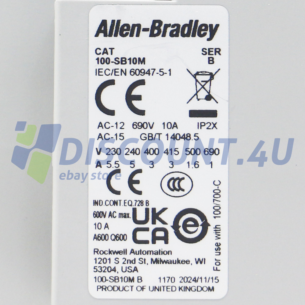 104-C85D22 AllenBradley 104-C IEC 85 A Reversing Contactor 110V 50Hz / 120V 60Hz