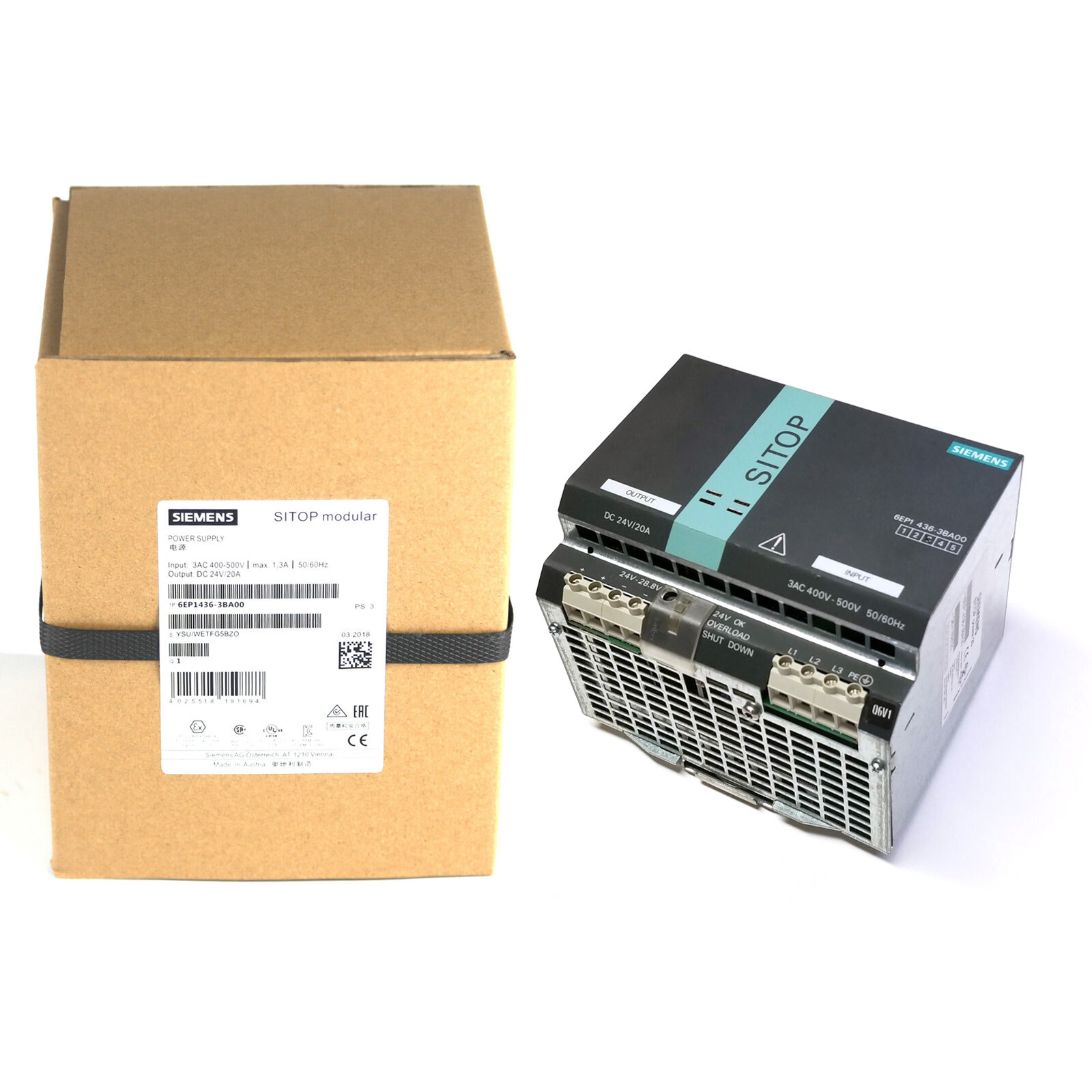 6EP1436-3BA00 New In Box SIEMENS 20A Sealed 20A Switching Power Supply