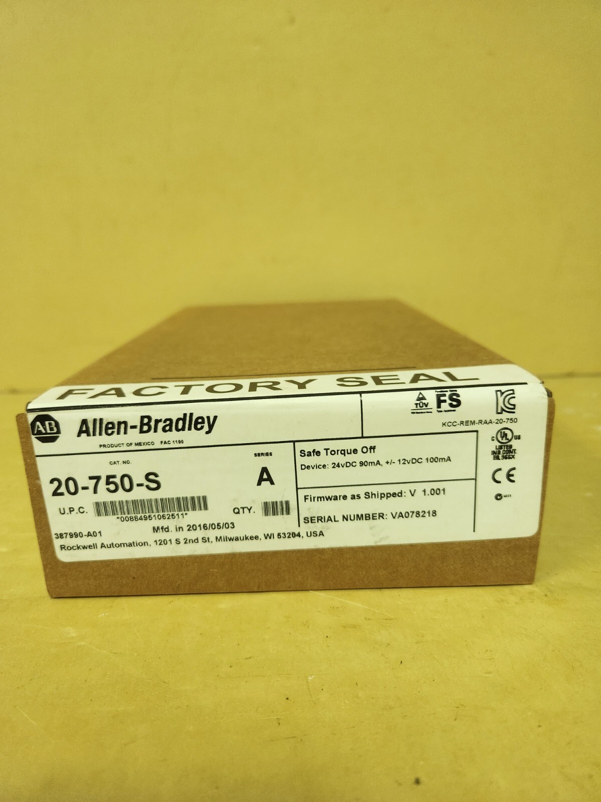 New Sealed Allen Bradley 20-750-S A PowerFlex 750 Safe Torque Off Option Module