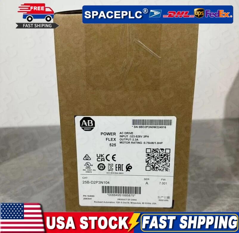 1pc new Allen-Bradley AB 25B-D2P3N104 PowerFlex 525 0.75kW 1Hp AC Drive