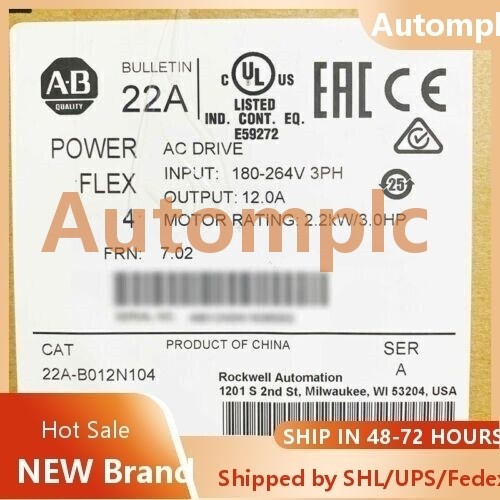 NEW AB 22A-B012N104 PowerFlex 4 2.2 kW 3 HP AC Drive AB 22AB012N104 US Free Tax