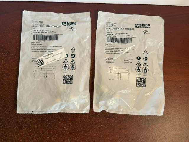 (2) Murr 7000-41201-0000000 M12 to M8 T-Coupler Splitter Lot of 2 New