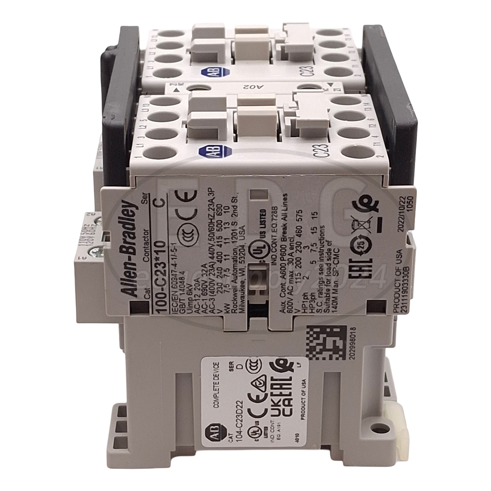 NEW AllenBradley 104-C23D22 IEC Reversing Contactor 3-Pole 2NO+2NC,23A400VAC11kW