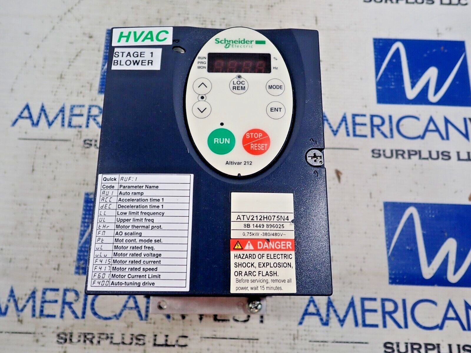 Schneider Elec Altivar ATV212H075N4 0,75kW,1HP 380/480V Varible Frequency Drive
