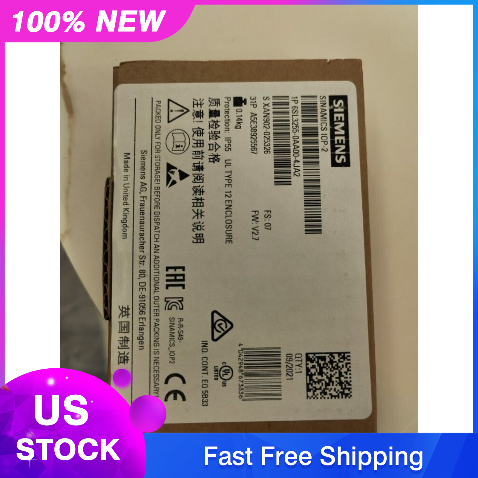 New Siemens 6SL3255-0AA00-4JA2 6SL32550AA004JA2 G Intelligent Operator Panel