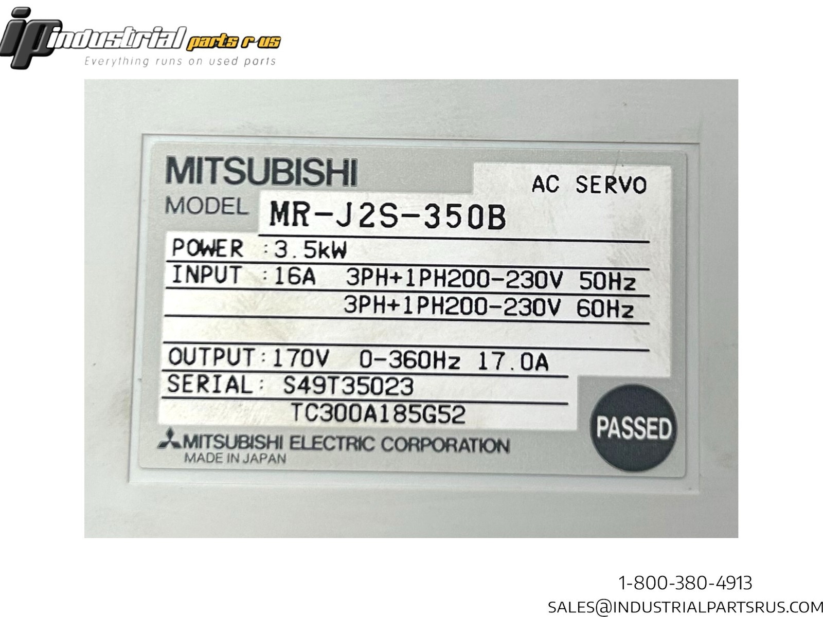 Mitsubishi MR-J2S-350B AC Servo Drive, 3.5kW, 3-Phase