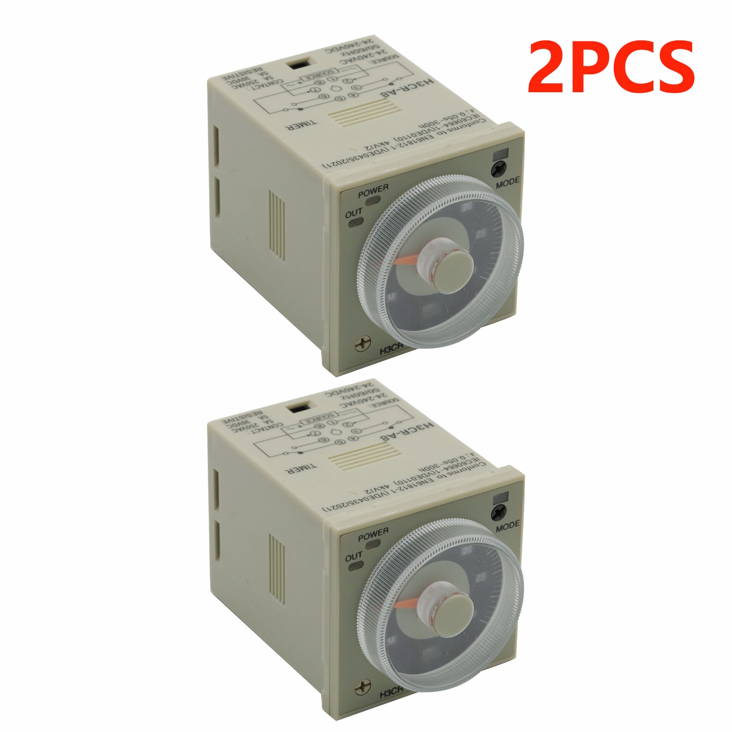 2PCS 8Pin Adjustable H3CRA8 Delay Timer Relay Control Time Relay AC220V
