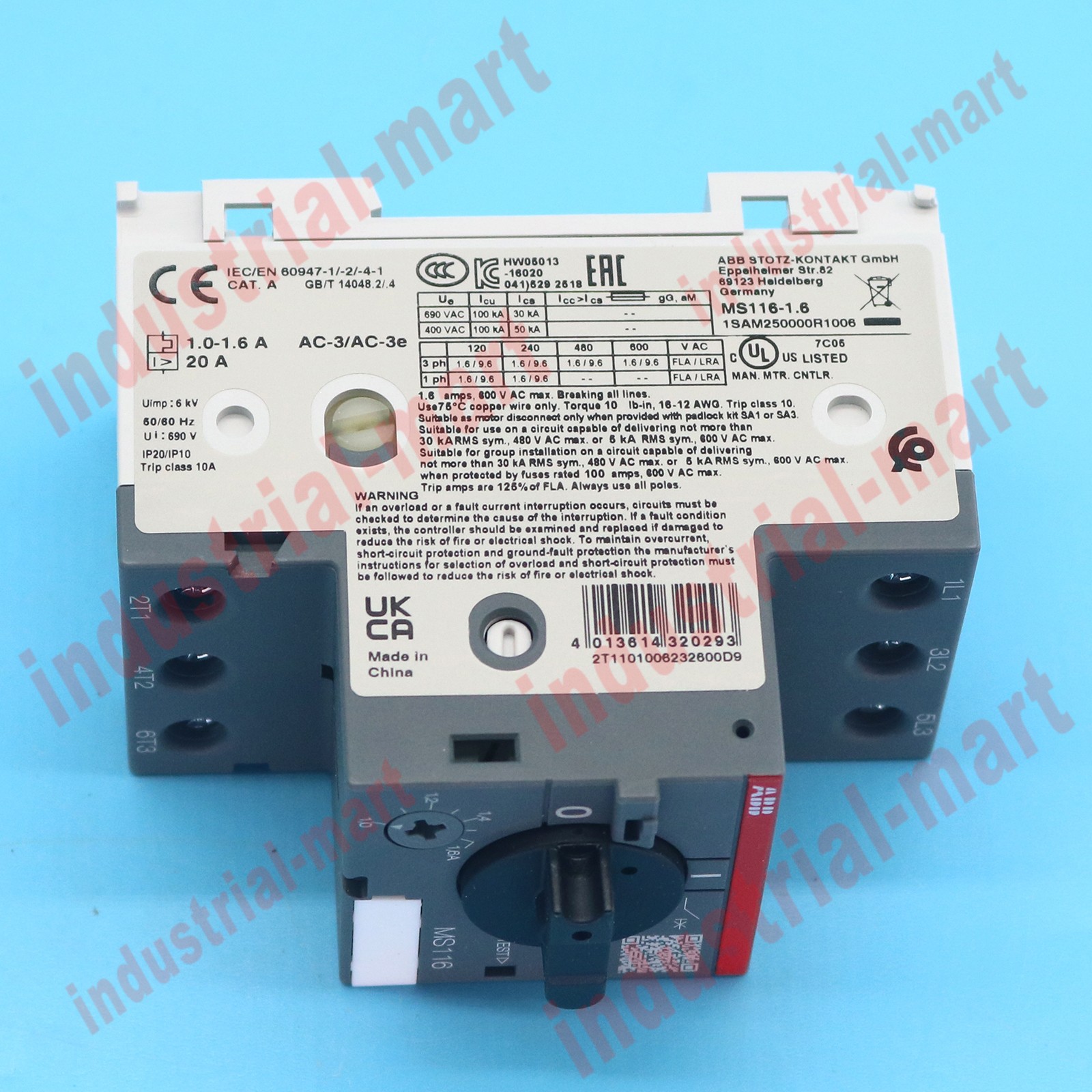 New Abb MS116-1.6 1.0-1.6A Circuit Breaker Manual In Box FAST SHIP