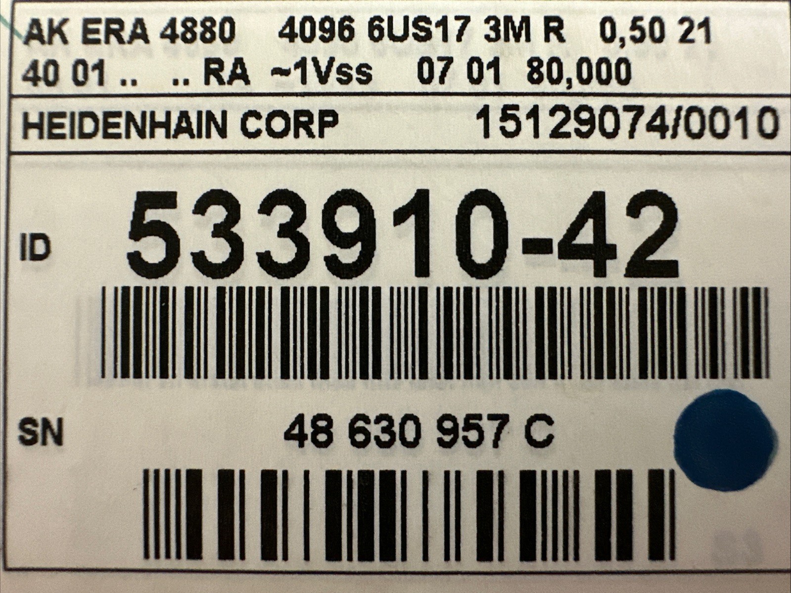 HEIDENHAIN AK ERA 4880 4096 scanning head 0.50 meter cable 533910-42 new in box