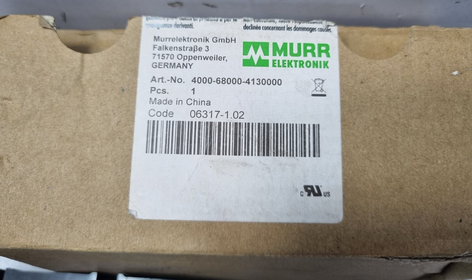 Murr Elektronik 4000-68000-4130000 Faceplate Enclosures Code 06317-1.02