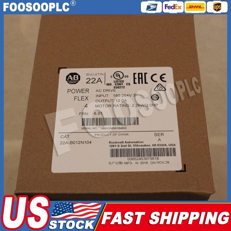 New AB 22A-B012N104 PowerFlex 4 2.2 kW 3 HP AC Drive 22AB012N104 US Free Tax