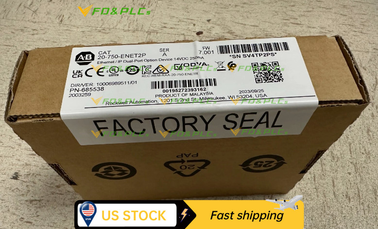 New Allen-Bradley 20-750-ENET2P Ethernet/IP Dual-port Option Device 20750ENET2P