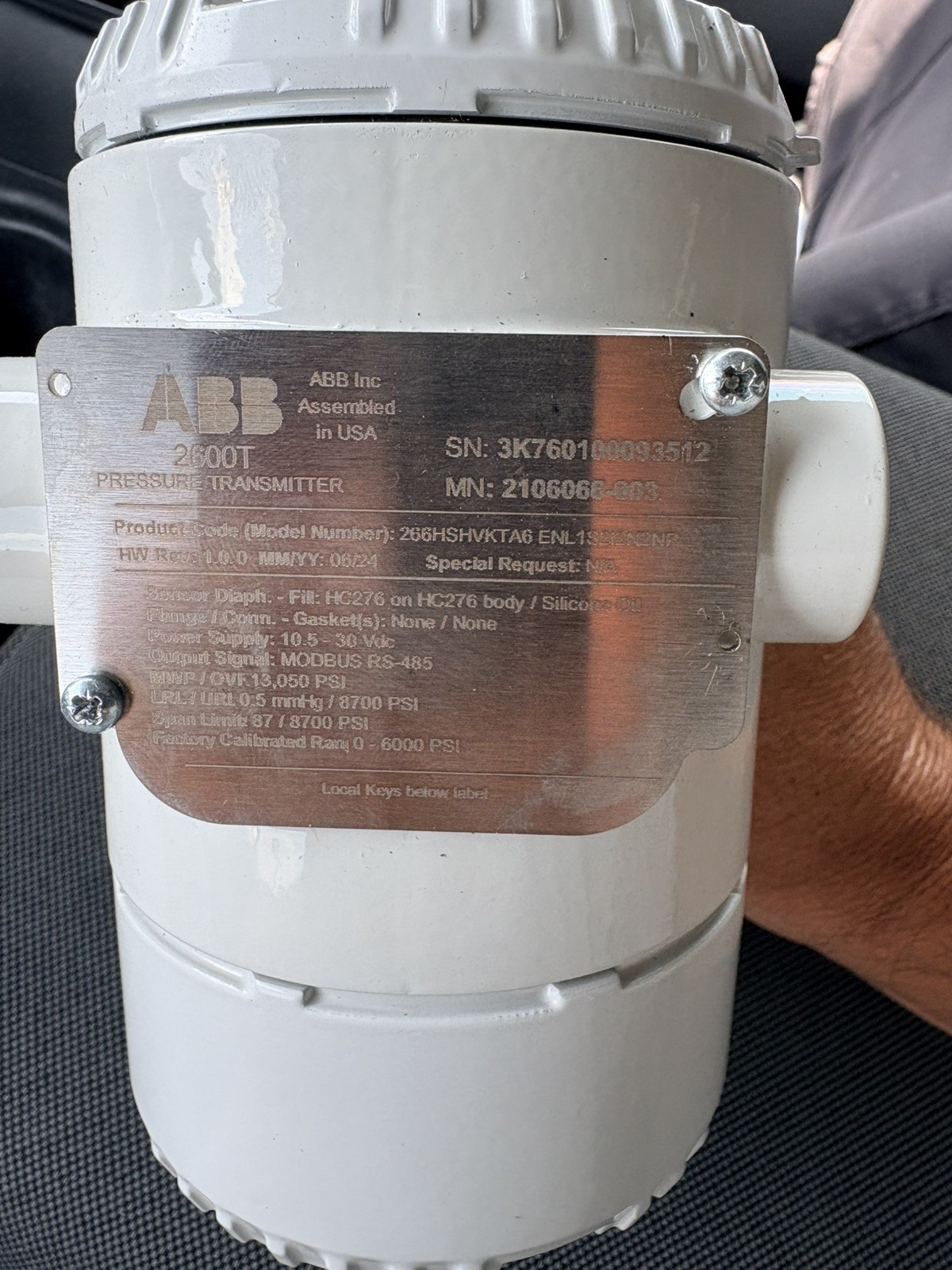 ABB 2600T / 266HSH 10.5-30VDC PRESSURE TRANSMITTER 0-6000psi